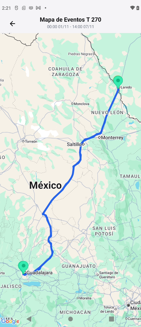 Mapa de eventos de la unidad