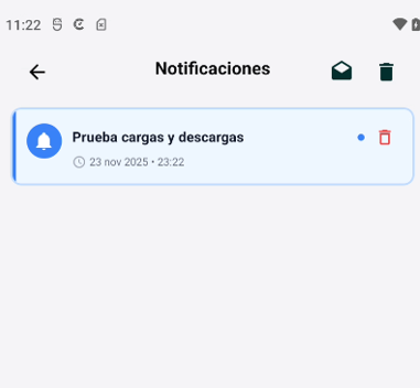 Vista de historial de notificaciones