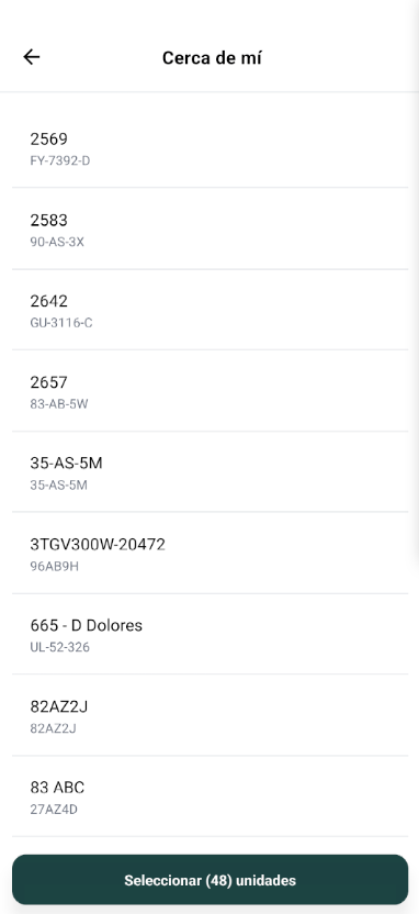 Vista de unidades cercanas