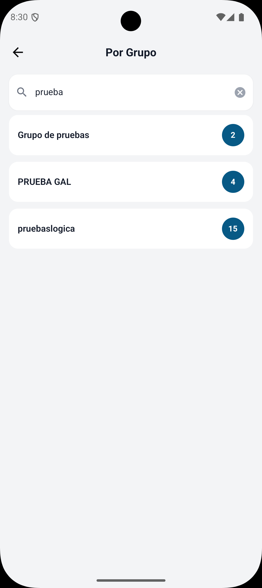 Selección de grupos