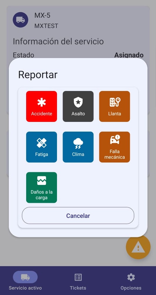 Botón de reporte de incidencia
