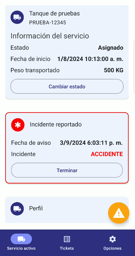 Alerta de incidencia