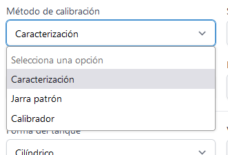 Seleccionar método de calibración
