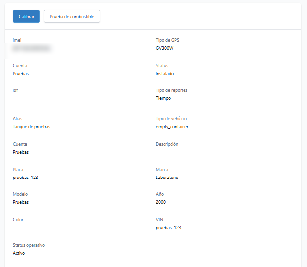 Detalles del GPS y vehículo