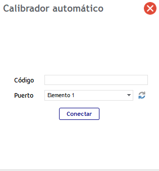 Pantalla de inicio de la aplicación de calibrador automático