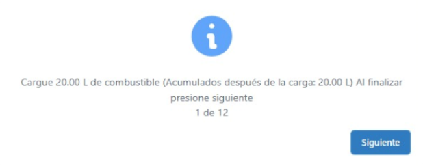 Mensaje de carga de combustible