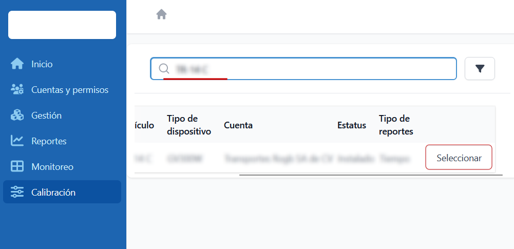 Tabla de GPS, botón de seleccionar