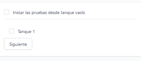 Formulario de configuración de pruebas