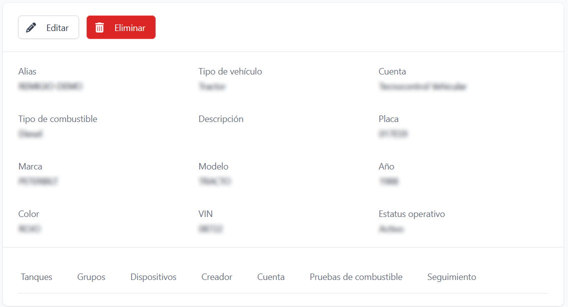 Detalles del vehículo