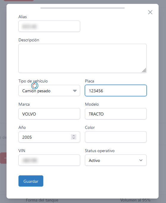 Detalles del vehículo