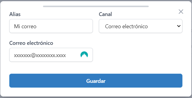 Imagen referente a la configuración de un canal de correo