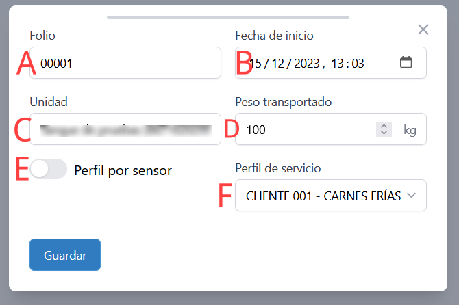 Imagen referente al formulario de creación de servicios