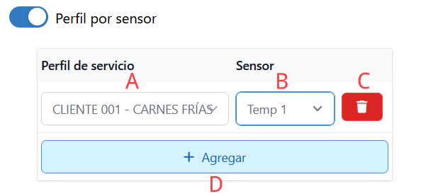 Imagen referente a la opción de perfil por sensor