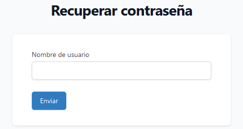 Formulario de solicitud de recuperación de contraseña