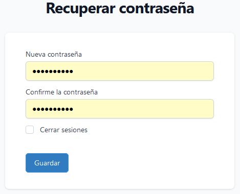 Formulario de nueva contraseña