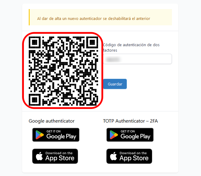 QR de autenticación por 2 factores