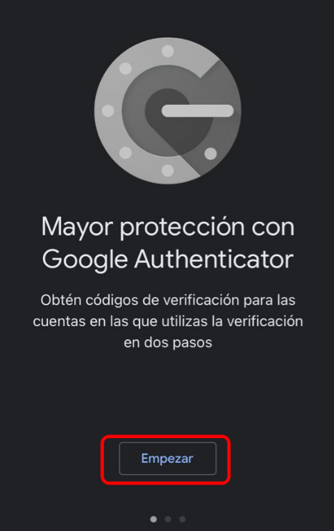 Inicio de Google Authenticator