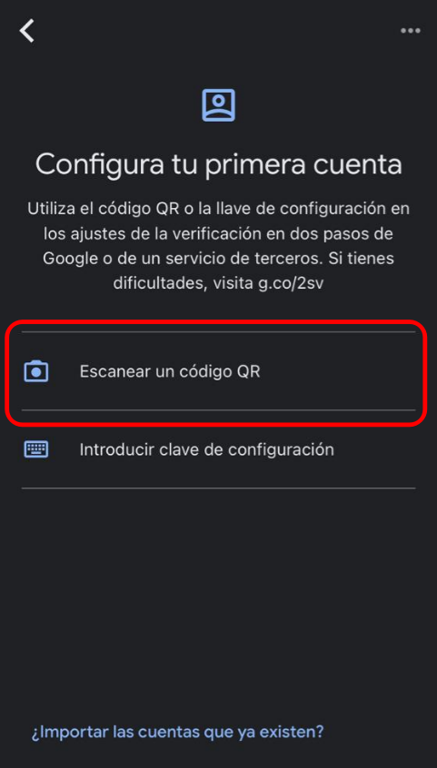 Agregar por QR desde Google Authenticator