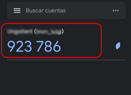 Código generado por Google Authenticator