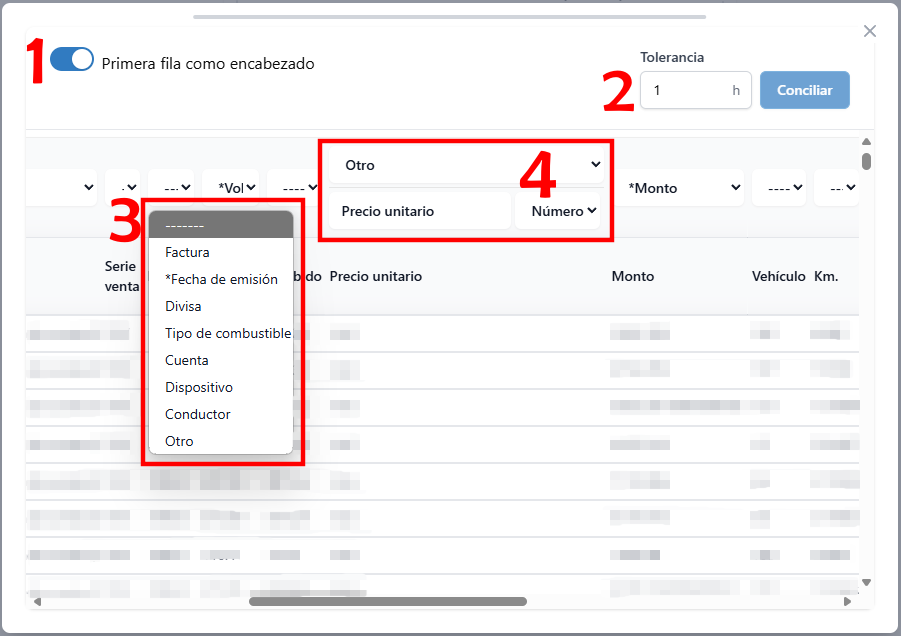 Formulario de conciliación de datos