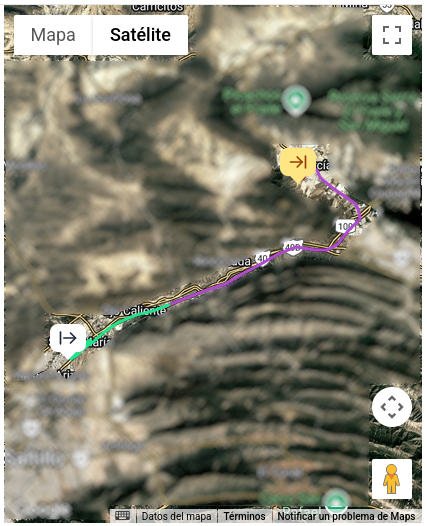 Trayecto segmentado representado en mapa