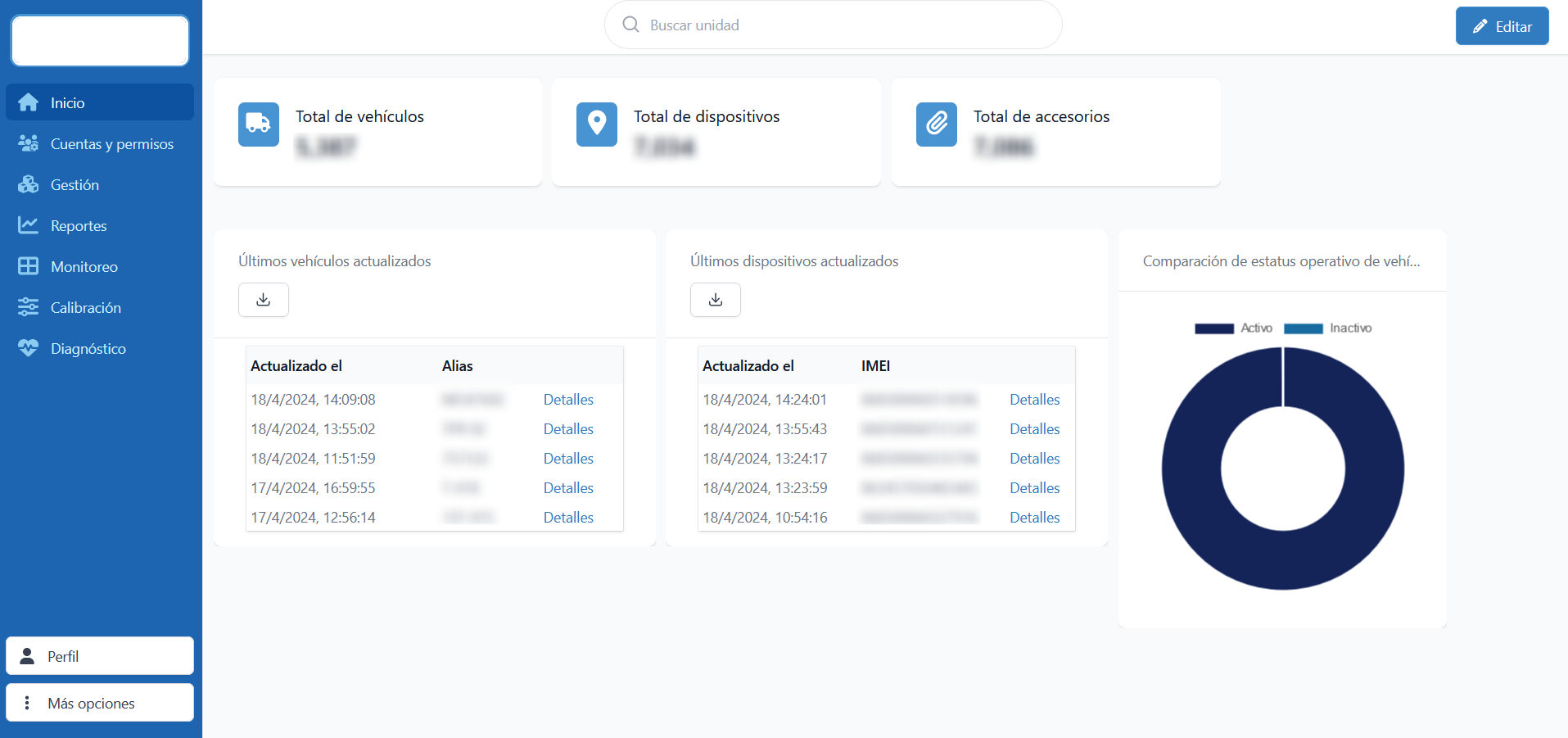 Pagina inicial de la plataforma